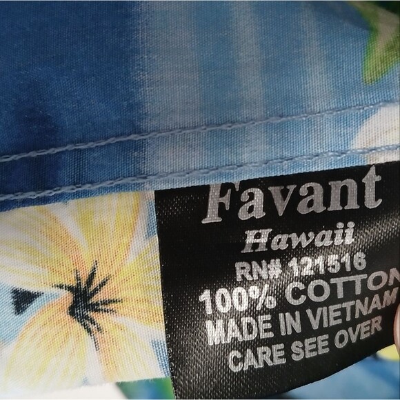 Favant Blue Hawaiian Shirt for Men Vibrant Floral Tropical Short Sleeve Medium - Picture 7 of 10